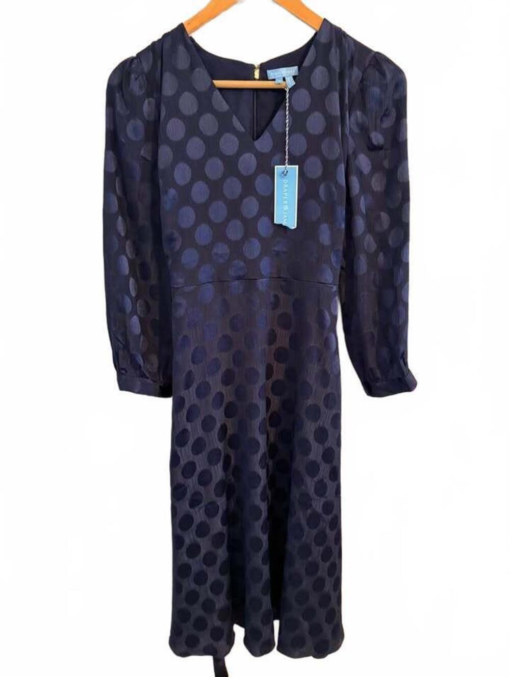 Draper James Navy Polka Dot Midi Dress Size 4